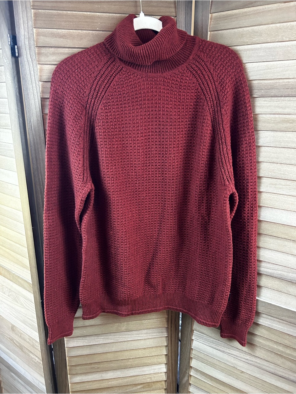Ted Baker London Burgundy/Rust Waffle Knit Turtleneck Sweater Wool Blend Size 4